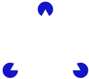 The Kannizsa Triange.  Three circles at the corners with wedges removed that could be the corners of a triangle.