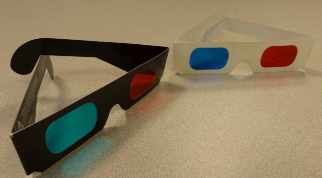 Examples of anaglyph glasses.