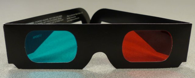 Pair of anaglyph glasses.