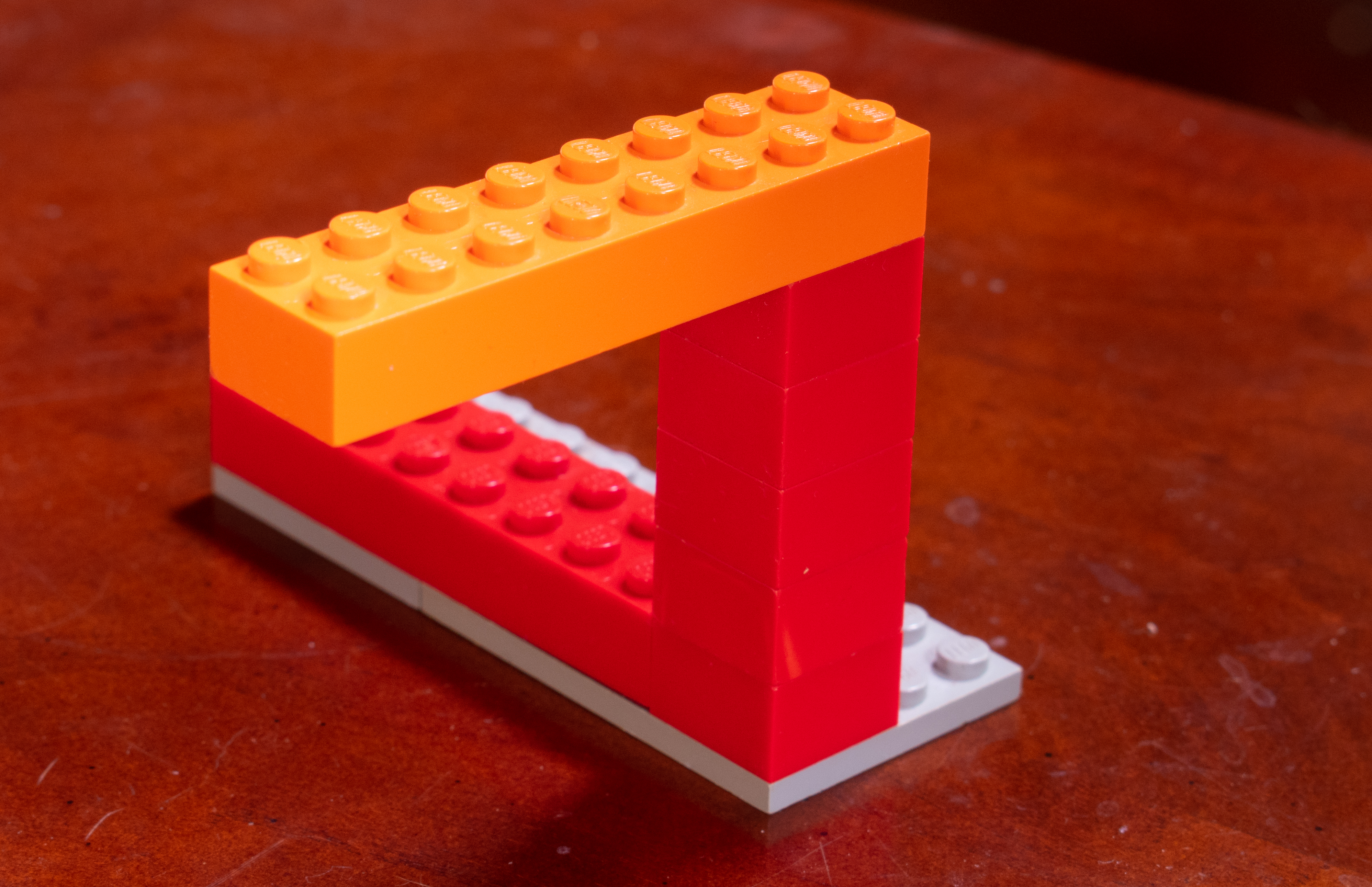 An impossible triangle built out of lego.